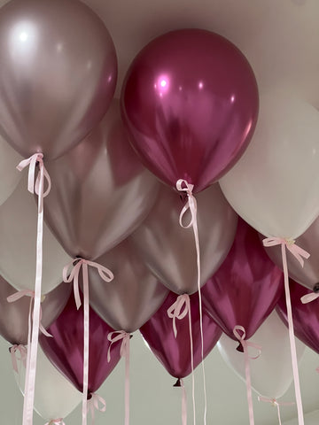 Helium Balloons with Satin Ribbon – 25pcs (11")